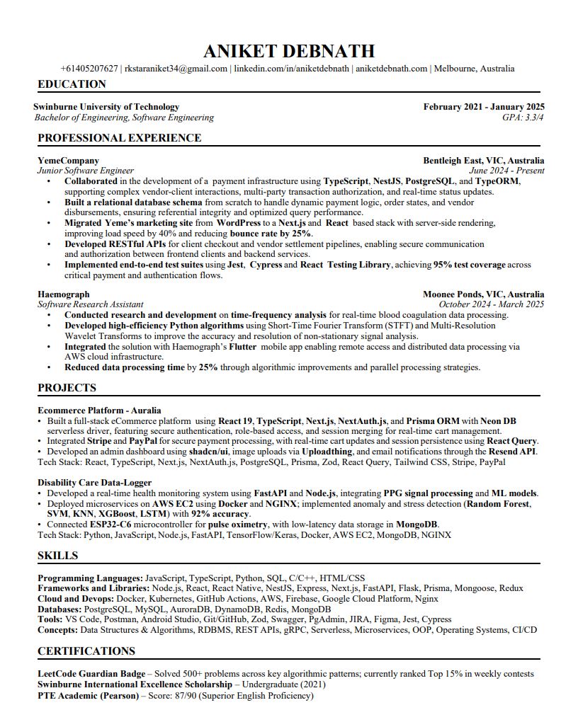Aniket Debnath Resume